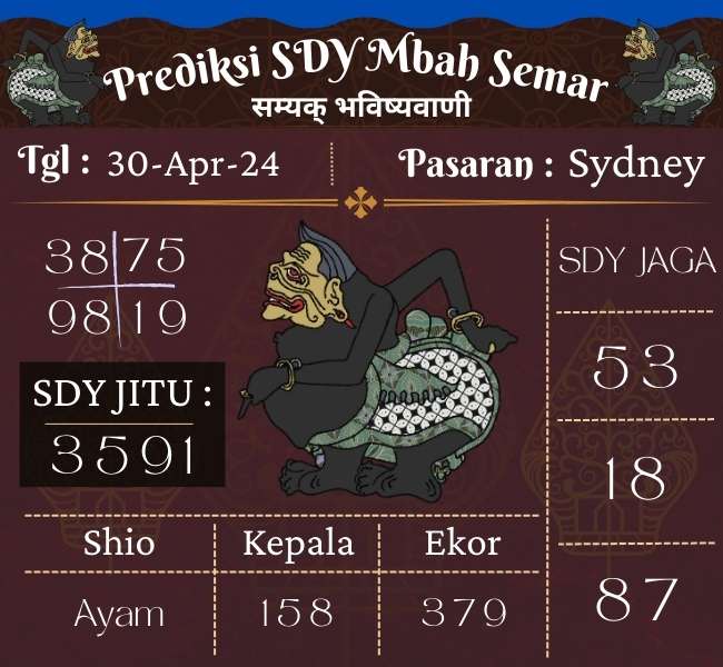 Prediksi SDY Mbah Semar Hari Ini 30 April 2024
