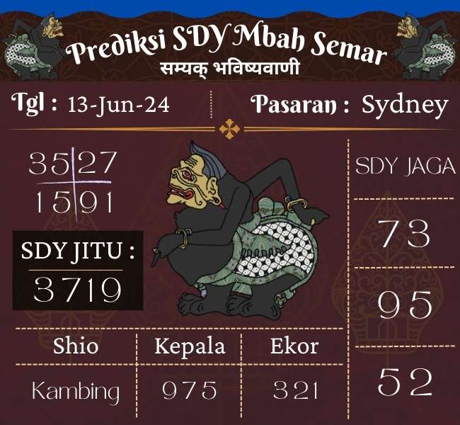 Prediksi SDY Mbah Semar Hari Ini 13 Juni 2024