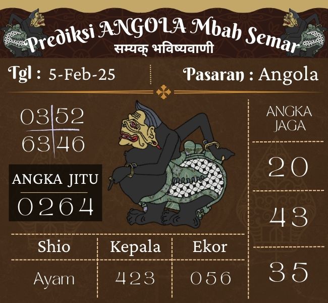 Prediksi Togel Angola Mbah Semar Hari Ini 05 februari 2025