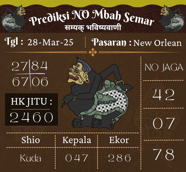 Prediksi Togel New Orlean Mbah Semar Hari Ini 28 maret 2025